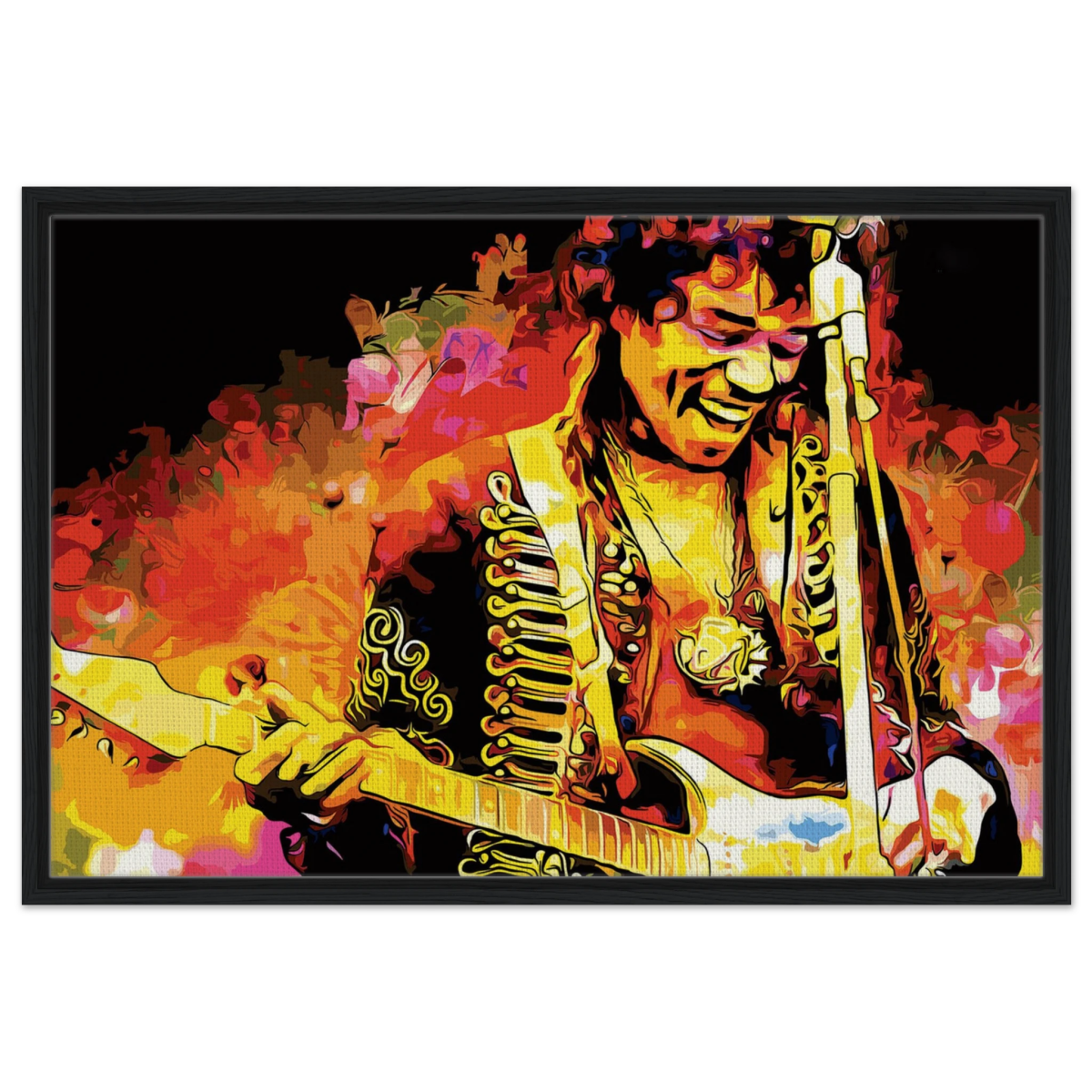 Jimi Hendrix | A Tribute to the Legend of Rock - 60x90 cm / 24x36″ - Framed Canvas - Black frame