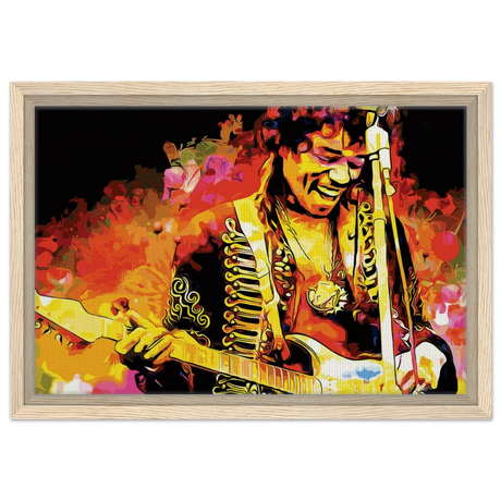 Jimi Hendrix | A Tribute to the Legend of Rock - 30x45 cm / 12x18″ - Framed Canvas - Wood frame