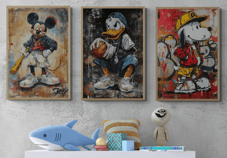 Kids Bedroom Trio Set | Micky Mouse , Snoopy , Donald Duck - Canvas - 30X45 CM / 12X18″ - 