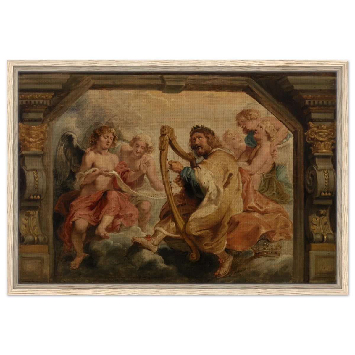 King David Playing the Harp – Peter Paul Rubens Wall Art Print - Framed Canvas - 50x75 cm / 20x30″ - Wood frame