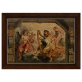 King David Playing the Harp – Peter Paul Rubens Wall Art Print - Framed Canvas - 20x30 cm / 8x12″ - Dark wood frame