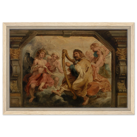 King David Playing the Harp – Peter Paul Rubens Wall Art Print - Framed Canvas - 30x45 cm / 12x18″ - Wood frame