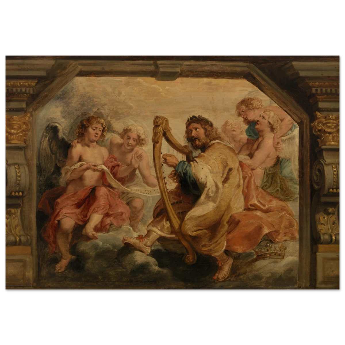King David Playing the Harp – Peter Paul Rubens Wall Art Print - Wood Prints - 70x100 cm / 28x40″ - 