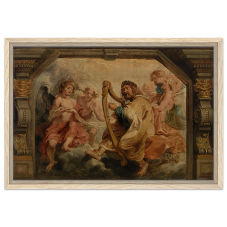 King David Playing the Harp – Peter Paul Rubens Wall Art Print - Framed Canvas - 40x60 cm / 16x24″ - Wood frame