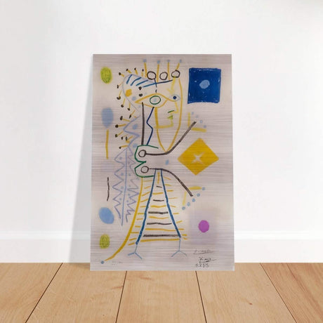 La Femme Aux des (Jacqueline) (blue), c. 1958 by Pablo Picasso | Cubism wall art print - Brushed Aluminum Print - 40x60 cm / 16x24″ - 