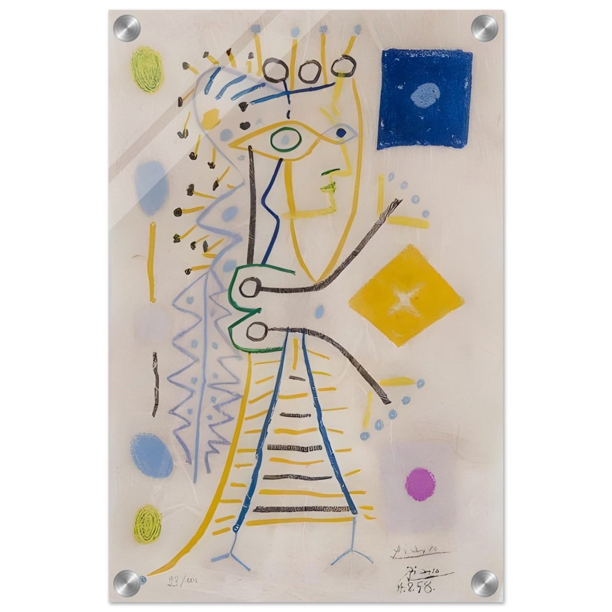 La Femme Aux des (Jacqueline) (blue), c. 1958 by Pablo Picasso | Cubism wall art print - Acrylic Print - 30x45 cm / 12x18″ - 