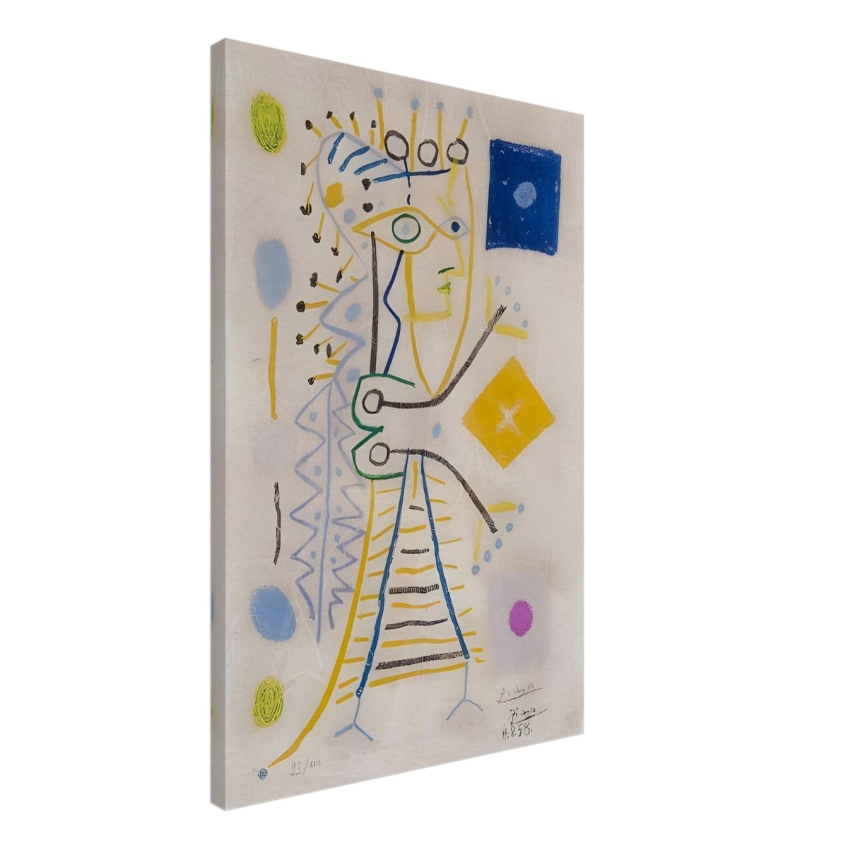La Femme Aux des (Jacqueline) (blue), c. 1958 by Pablo Picasso | Cubism wall art print - Canvas - 50x75 cm / 20x30″ - 