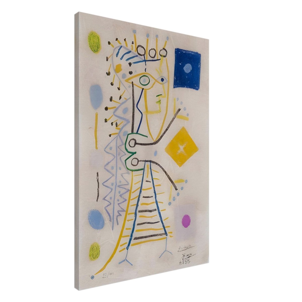 La Femme Aux des (Jacqueline) (blue), c. 1958 by Pablo Picasso | Cubism wall art print - Canvas - 60x90 cm / 24x36″ - 