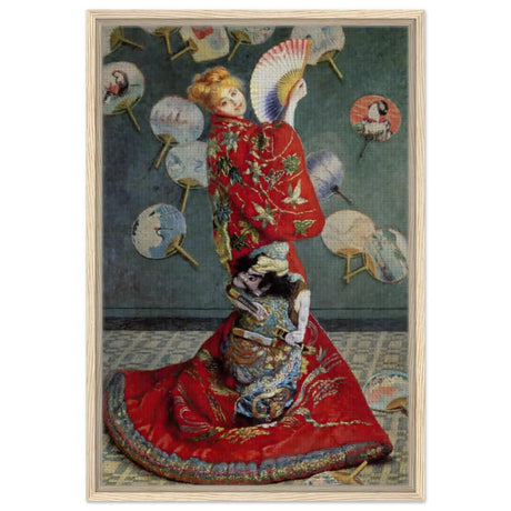 La Japonaise , The Japanese (1876) by Claude Monet | Vintage wall art print - Framed Canvas - 50x75 cm / 20x30″ - Wood frame