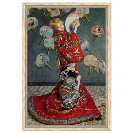 La Japonaise , The Japanese (1876) by Claude Monet | Vintage wall art print - Framed Canvas - 40x60 cm / 16x24″ - Wood frame