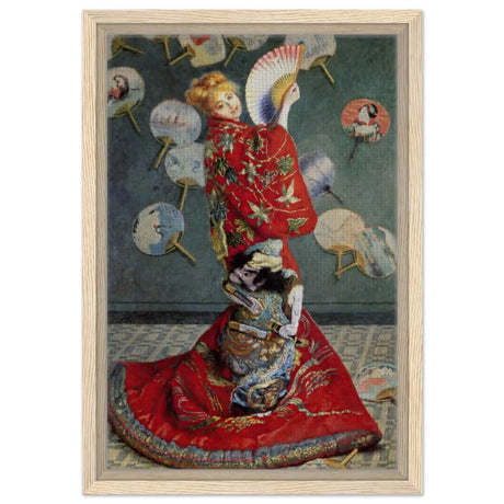 La Japonaise , The Japanese (1876) by Claude Monet | Vintage wall art print - Framed Canvas - 30x45 cm / 12x18″ - Wood frame