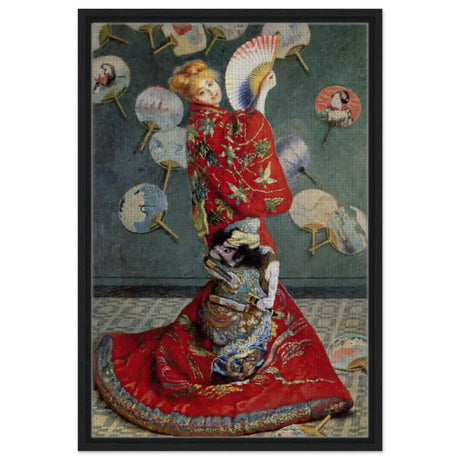 La Japonaise , The Japanese (1876) by Claude Monet | Vintage wall art print - Framed Canvas - 50x75 cm / 20x30″ - Black frame