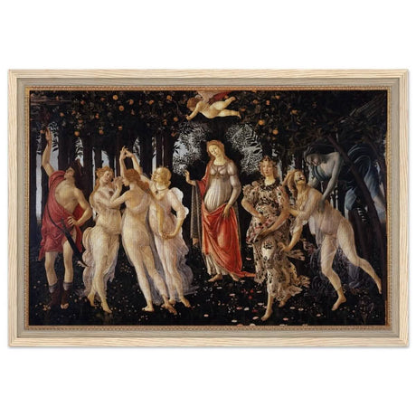 La Primavera by Sandro Botticelli | Primavera | Vintage Art wall art print - Framed Canvas - 40x60 cm / 16x24″ - Wood frame