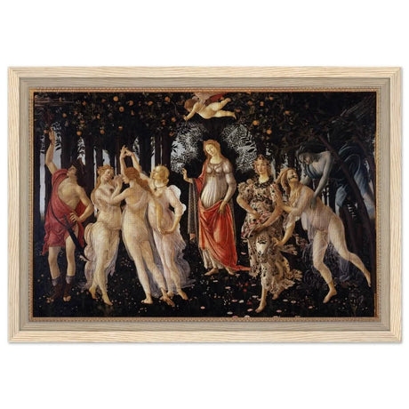 La Primavera by Sandro Botticelli | Primavera | Vintage Art wall art print - Framed Canvas - 30x45 cm / 12x18″ - Wood frame