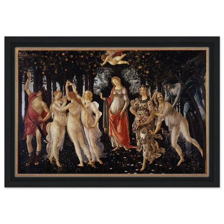 La Primavera by Sandro Botticelli | Primavera | Vintage Art wall art print - Framed Canvas - 30x45 cm / 12x18″ - Black frame