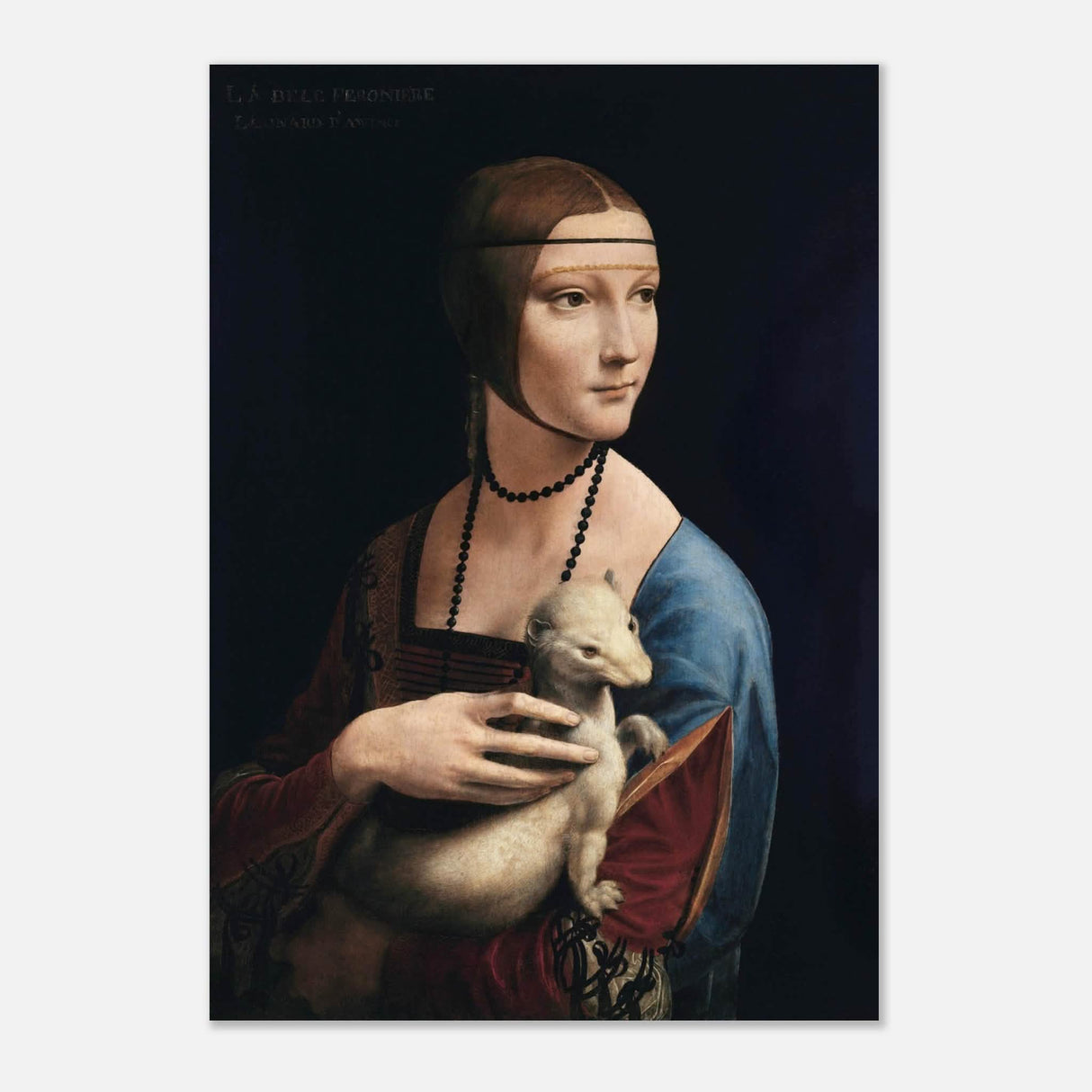 Lady with an Ermine by Leonardo da Vinci - Aluminum Print - 70x100 cm / 28x40″ - 