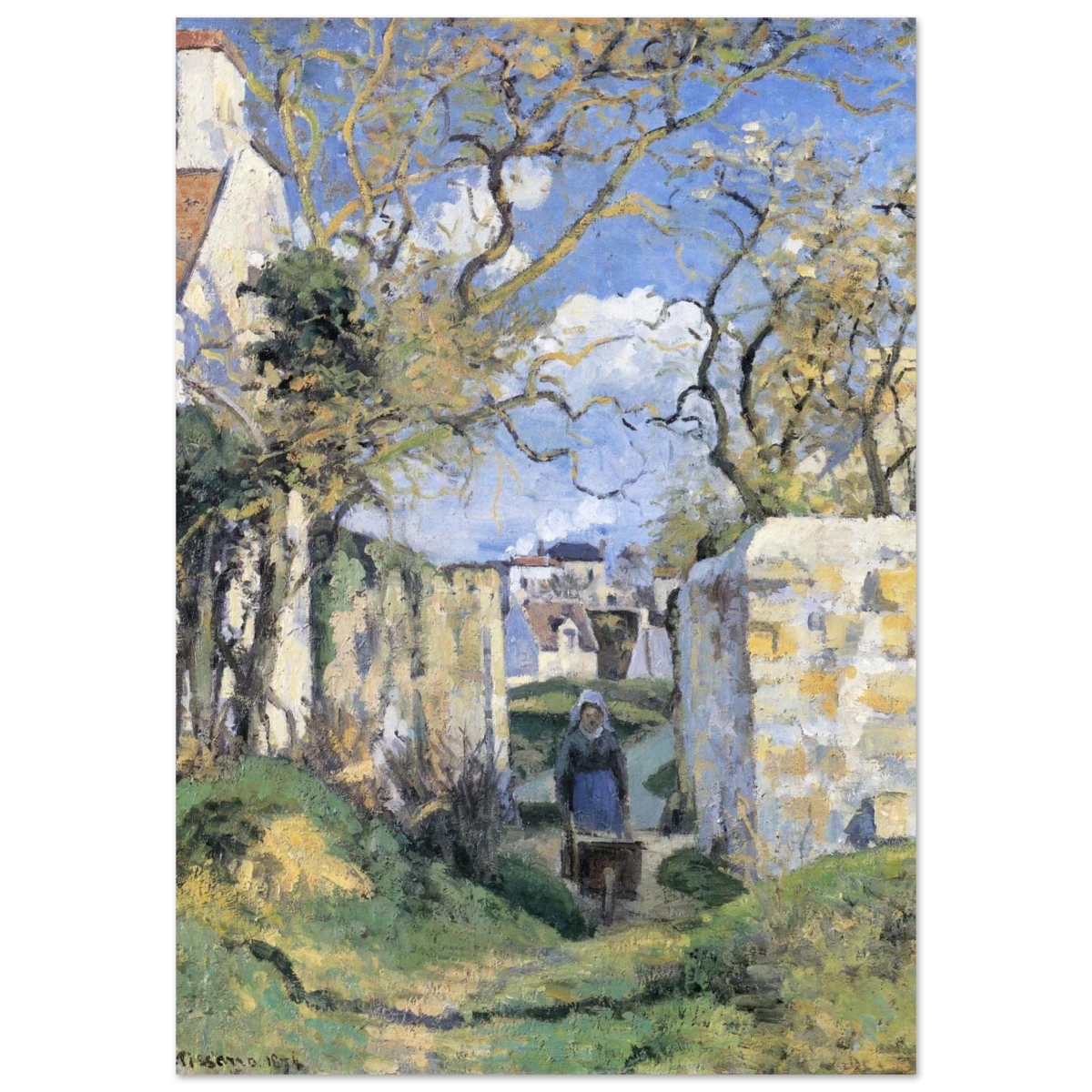 Landscape From Pontoise (1874) by Camille Pissarro – Impressionist Wall Art Print - Fine Art Poster - 70x100 cm / 28x40″ - 