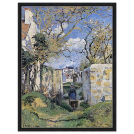 Landscape From Pontoise (1874) by Camille Pissarro – Impressionist Wall Art Print - Framed Canvas - 60x80 cm / 24x32″ - Black frame