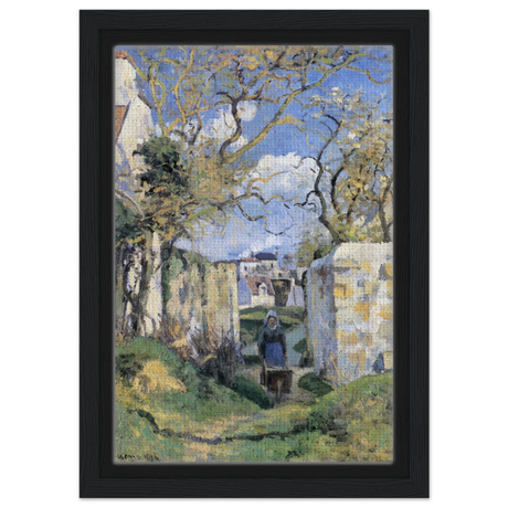 Landscape From Pontoise (1874) by Camille Pissarro – Impressionist Wall Art Print - Framed Canvas - 20x30 cm / 8x12″ - Black frame