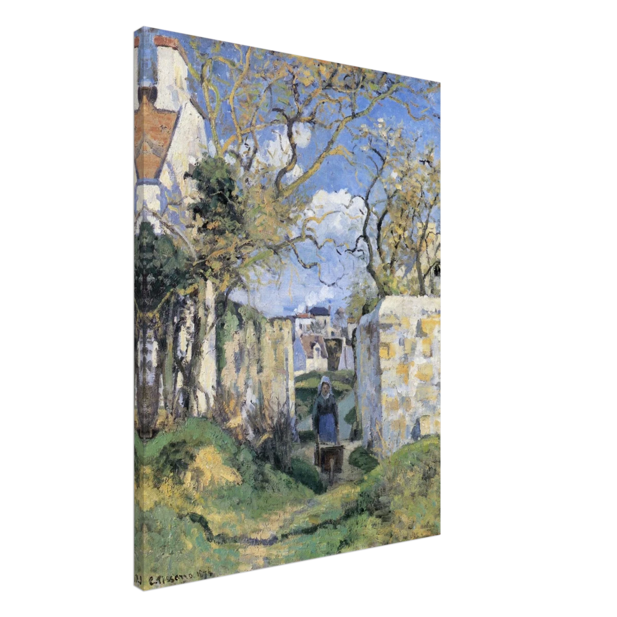 Landscape From Pontoise (1874) by Camille Pissarro – Impressionist Wall Art Print - Canvas - 60x80 cm / 24x32″ - 