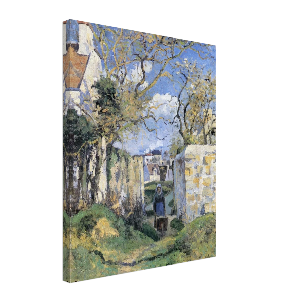 Landscape From Pontoise (1874) by Camille Pissarro – Impressionist Wall Art Print - Canvas - 40x50 cm / 16x20″ - 