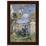 Landscape From Pontoise (1874) by Camille Pissarro – Impressionist Wall Art Print - Framed Canvas - 20x30 cm / 8x12″ - Dark wood frame
