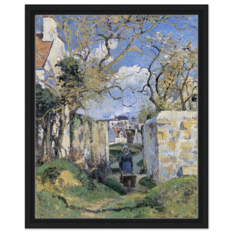 Landscape From Pontoise (1874) by Camille Pissarro – Impressionist Wall Art Print - Framed Canvas - 40x50 cm / 16x20″ - Black frame