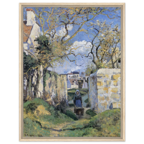 Landscape From Pontoise (1874) by Camille Pissarro – Impressionist Wall Art Print - Framed Canvas - 60x80 cm / 24x32″ - Wood frame