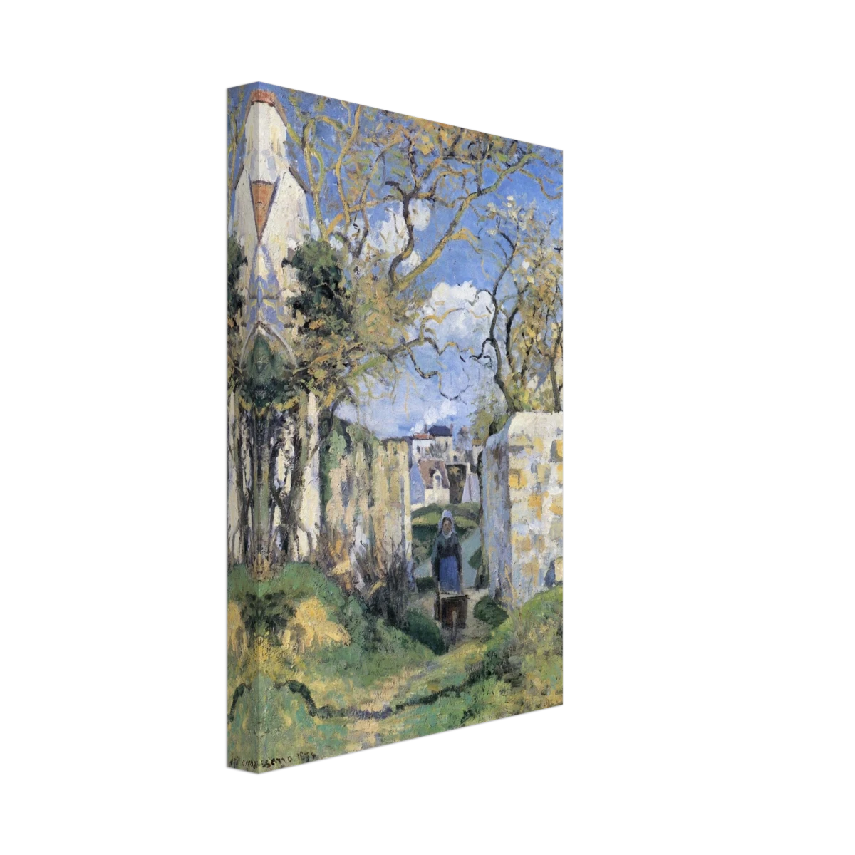 Landscape From Pontoise (1874) by Camille Pissarro – Impressionist Wall Art Print - Canvas - 20x30 cm / 8x12″ - 