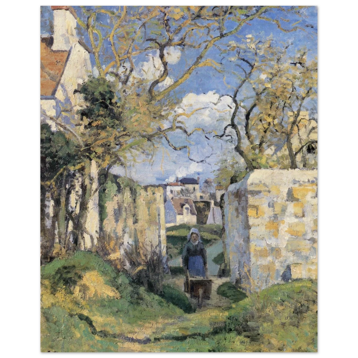 Landscape From Pontoise (1874) by Camille Pissarro – Impressionist Wall Art Print - Wood Prints - 40x50 cm / 16x20″ - 
