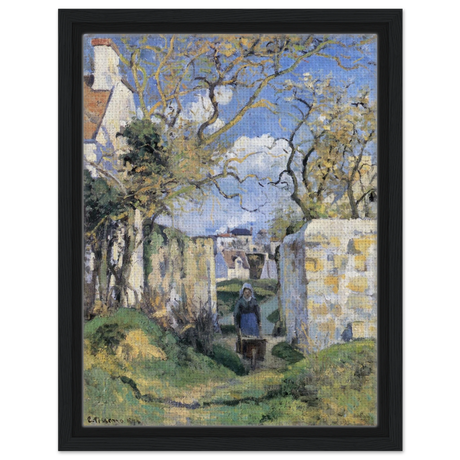 Landscape From Pontoise (1874) by Camille Pissarro – Impressionist Wall Art Print - Framed Canvas - 30x40 cm / 12x16″ - Black frame