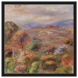 "Landscape (Paysage)" by Pierre - Auguste Renoir – Impressionist Wall Art Print | French Countryside - Framed Canvas - 60x60 cm / 24x24″ - Black frame