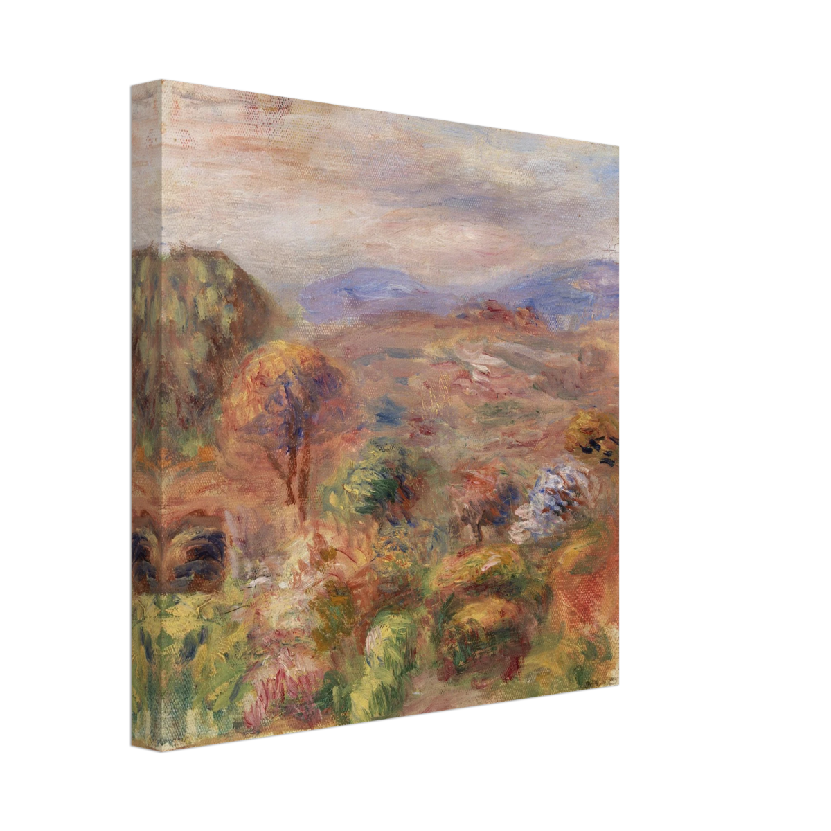 "Landscape (Paysage)" by Pierre - Auguste Renoir – Impressionist Wall Art Print | French Countryside - Canvas - 30x30 cm / 12x12″ - 