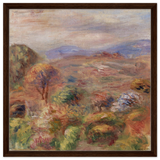 "Landscape (Paysage)" by Pierre - Auguste Renoir – Impressionist Wall Art Print | French Countryside - Framed Canvas - 60x60 cm / 24x24″ - Dark wood frame