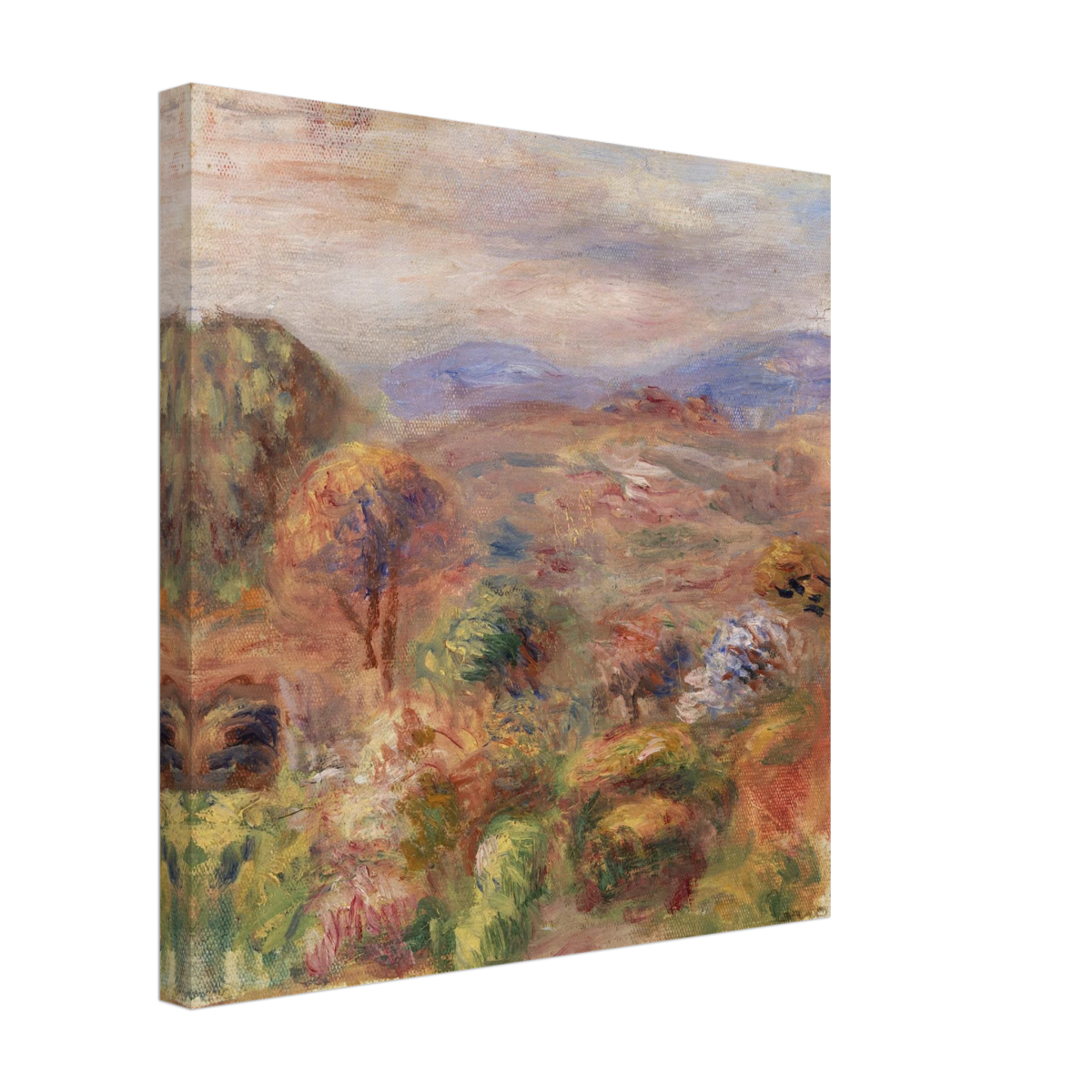 "Landscape (Paysage)" by Pierre - Auguste Renoir – Impressionist Wall Art Print | French Countryside - Canvas - 40x40 cm / 16x16″ - 