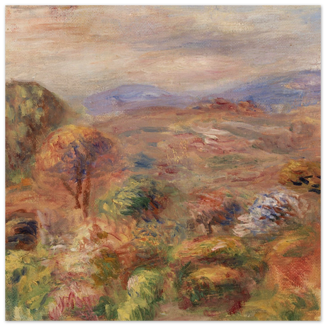 "Landscape (Paysage)" by Pierre - Auguste Renoir – Impressionist Wall Art Print | French Countryside - Wood Prints - 20x20 cm / 8x8″ - 