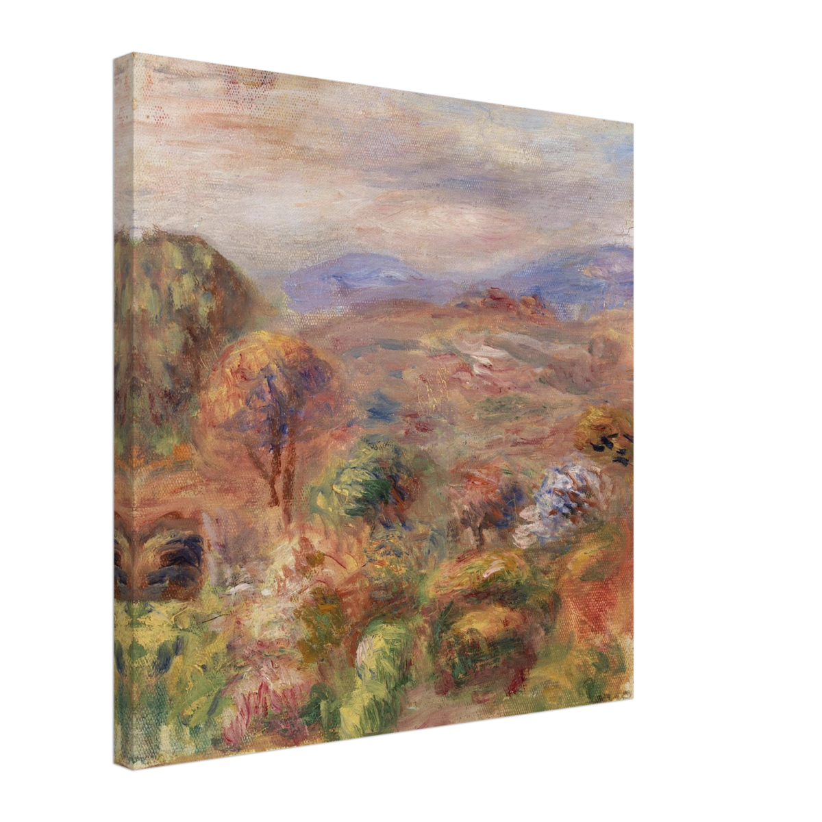 "Landscape (Paysage)" by Pierre - Auguste Renoir – Impressionist Wall Art Print | French Countryside - Canvas - 50x50 cm / 20x20″ - 