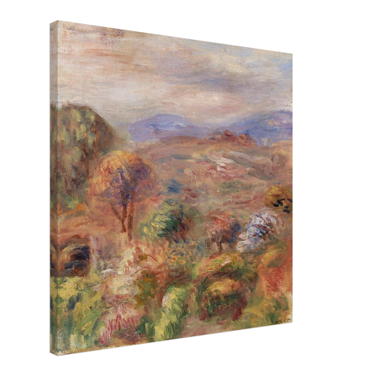 "Landscape (Paysage)" by Pierre - Auguste Renoir – Impressionist Wall Art Print | French Countryside - Canvas - 60x60 cm / 24x24″ - 