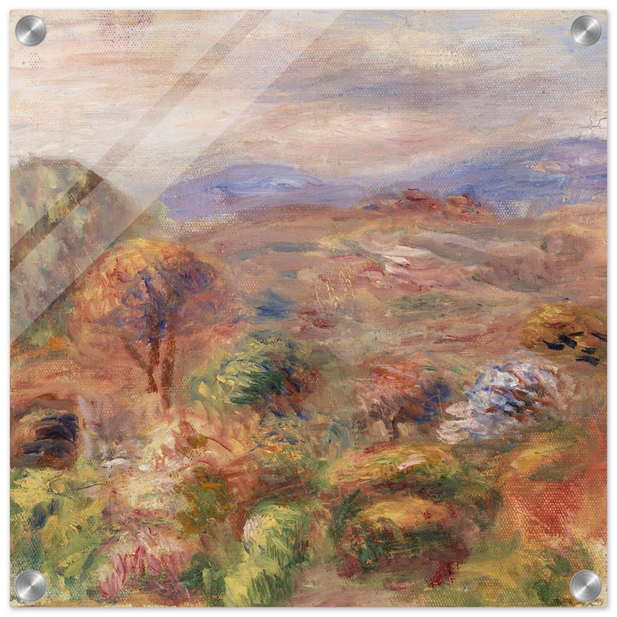 "Landscape (Paysage)" by Pierre - Auguste Renoir – Impressionist Wall Art Print | French Countryside - Acrylic Print - 40x40 cm / 16x16″ - 