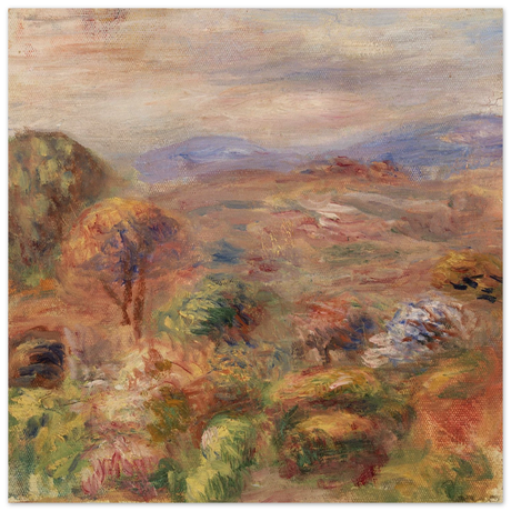 "Landscape (Paysage)" by Pierre - Auguste Renoir – Impressionist Wall Art Print | French Countryside - Wood Prints - 40x40 cm / 16x16″ - 