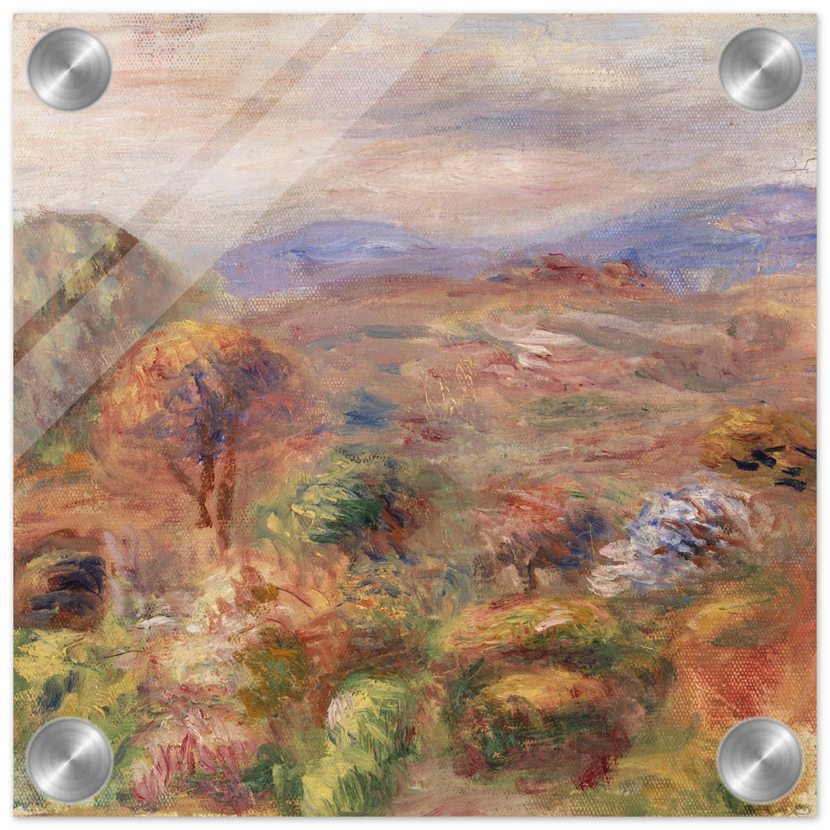 "Landscape (Paysage)" by Pierre - Auguste Renoir – Impressionist Wall Art Print | French Countryside - Acrylic Print - 20x20 cm / 8x8″ - 
