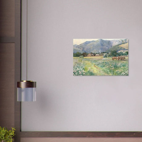 Landscape with a blooming meadow by Július Zorkóczy - Brushed Aluminum Print - 50x75 cm / 20x30″ - 