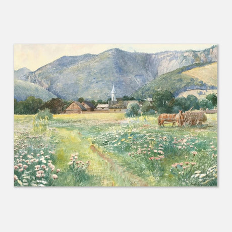 Landscape with a blooming meadow by Július Zorkóczy - Aluminum Print - 70x100 cm / 28x40″ - 