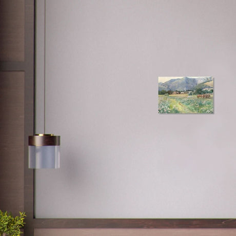 Landscape with a blooming meadow by Július Zorkóczy - Brushed Aluminum Print - 30x45 cm / 12x18″ - 
