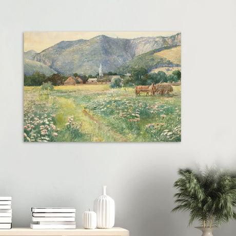 Landscape with a blooming meadow by Július Zorkóczy - Wood Prints - 70x100 cm / 28x40″ - 10 mm