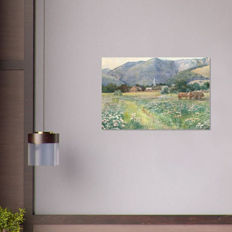 Landscape with a blooming meadow by Július Zorkóczy - Brushed Aluminum Print - 60x90 cm / 24x36″ - 