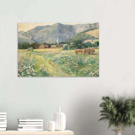 Landscape with a blooming meadow by Július Zorkóczy - Wood Prints - 60x90 cm / 24x36″ - 20 mm