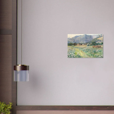 Landscape with a blooming meadow by Július Zorkóczy - Brushed Aluminum Print - 40x60 cm / 16x24″ - 