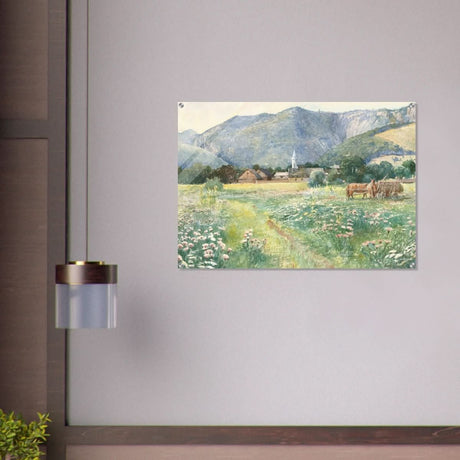 Landscape with a blooming meadow by Július Zorkóczy - Acrylic Print - 70x100 cm / 28x40″ - 