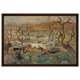 Landscape with Gnarled Trees by Ernest Lawson | Nature Wall art Print - Framed Canvas - 50x75 cm / 20x30″ - Dark wood frame